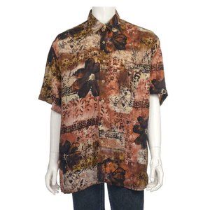 LKNW MultiColor Floral RISCATTO Short Sleeve Casual Shirt 100% CUPRO XL